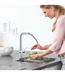 Grohe Смеситель для кухни Blue Home, дл.излива - 223мм, поворотный, вытяжной, 1 рычаг + сенсор, хром