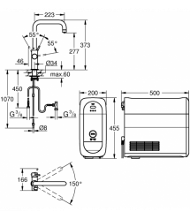 Grohe Смеситель для кухни Blue Home, дл.излива - 223мм, поворотный, 1 рычаг + сенсор, хром