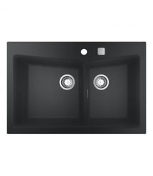 Grohe Мойка кухонная K700, гранит, прямоуг., без крыла, 838x560x241мм, чаша - 2, врезная/под столешницу, черный гранит