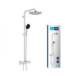 Grohe Душевая система Vitalio Start System 250 со смесителем-термостатом для душа, верхний душ, лейка, крепл. - на стойке, хром