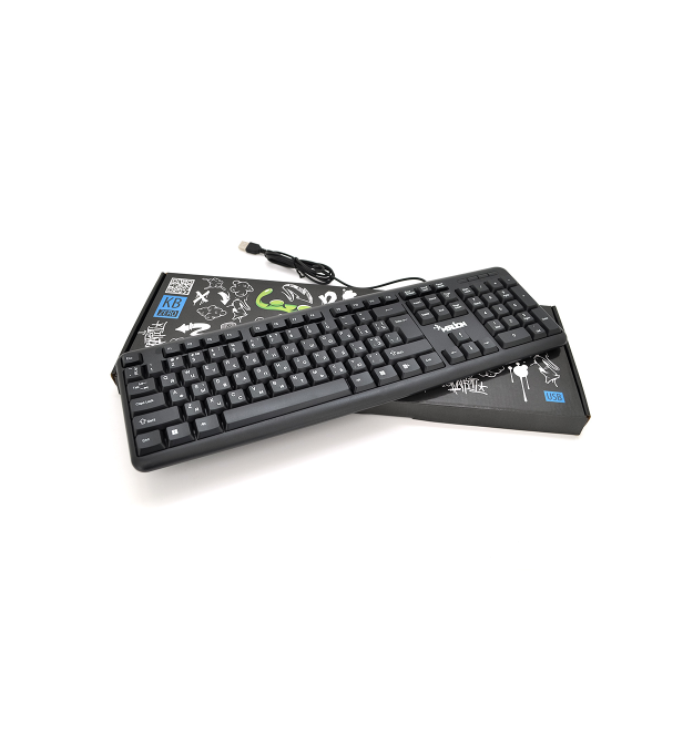 Клавіатура USB Merlion KB-Zero, довжина кабелю 135см, (Eng - Укр - Рус), (460х158х33 мм) Black, 104к, Q20