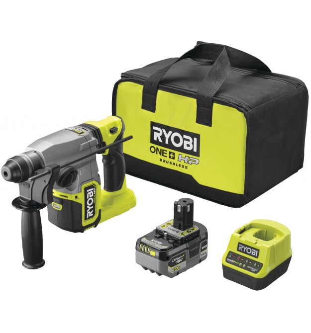 Ryobi Перфоратор аккумуляторный RSDS18X-1C40S, SDS-plus, ONE+ 18В НР, акб 1х4А•ч, 4Дж, 4 режима, 3.2кг