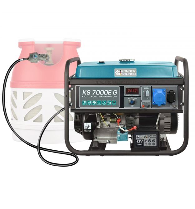 Könner & Söhnen Генератор газово-бензиновый KS 7000E G, 230В, 5.5кВт, электростартер, 77.2кг