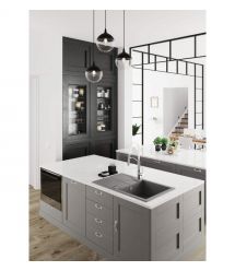 Deante Смеситель для кухни Gerbera, дл.излива - 200мм, вытяжной, 1 рычаг, хром-белый