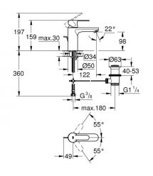 Grohe Смеситель для раковины Get M дл. излива - 122мм, неповоротный, 1 рычаг, хром