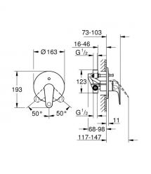 Grohe Смеситель для ванны Swift скрытого монтажа, хром