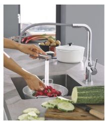 Grohe Смеситель для кухни Accent, дл.излива - 204мм, поворотный/вытяжной, 1рычаг, хром