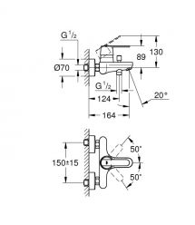 Grohe Смеситель для ванны Get дл. излива - 164мм, неповоротный, 1 рычаг, хром