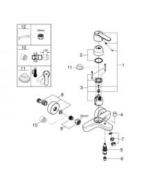 Grohe Смеситель для ванны Get дл. излива - 164мм, неповоротный, 1 рычаг, хром