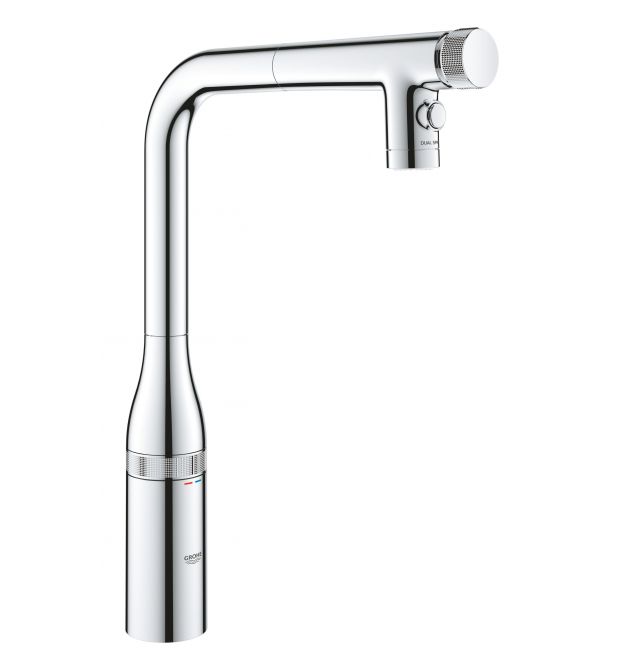 Grohe Смеситель для кухни Accent Smart Control, дл.излива - 201мм, поворотный/вытяжной, вентиль/кнопка, хром