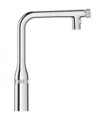 Grohe Смеситель для кухни Accent Smart Control, дл.излива - 201мм, поворотный/вытяжной, вентиль/кнопка, хром