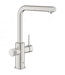 Grohe Смеситель для кухни Blue Pure Minta, дл.излива - 223мм, поворотный/вытяжной, 1+1фильтр, супер сталь