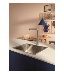 Grohe Смеситель для кухни Blue Pure Minta, дл.излива - 223мм, поворотный/вытяжной, 1+1фильтр, супер сталь
