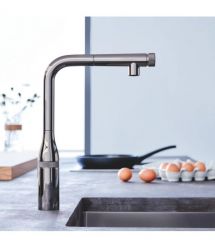 Grohe Смеситель для кухни Essence Smart Control, дл.излива - 199мм, поворотный/вытяжной, вентиль/кнопка, графит