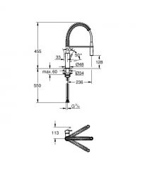 Grohe Смеситель для кухни Via Cosmo, дл.излива - 236мм, поворотный/гибкий, 1рычаг, хром