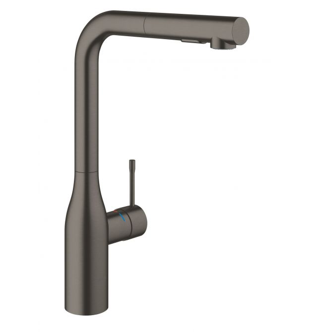 Grohe Смеситель для кухни Essence, дл.излива - 204мм, поворотный/вытяжной, 1рычаг, матовый графит