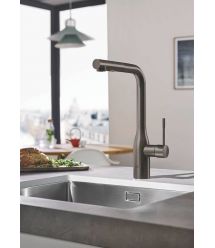Grohe Смеситель для кухни Essence, дл.излива - 204мм, поворотный/вытяжной, 1рычаг, матовый графит