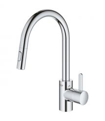 Grohe Смеситель для кухни Via Cosmo, дл.излива - 223мм, поворотный/вытяжной, 1рычаг, хром