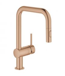 Grohe Смеситель для кухни Minta, дл.излива - 225мм, поворотный/вытяжной, 1рычаг, матовый теплый закат