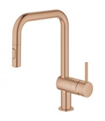 Grohe Смеситель для кухни Minta, дл.излива - 225мм, поворотный/вытяжной, 1рычаг, матовый теплый закат