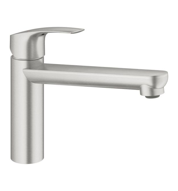 Grohe Смеситель для кухни Via, дл.излива - 222мм, поворотный, 1рычаг, супер сталь