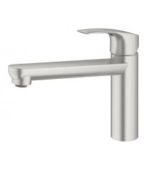 Grohe Смеситель для кухни Via, дл.излива - 222мм, поворотный, 1рычаг, супер сталь