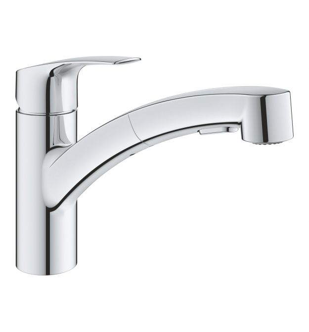 Grohe Смеситель для кухни Via, дл.излива - 227мм, поворотный/вытяжной, 1рычаг, хром