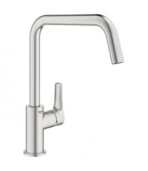 Grohe Смеситель для кухни Via, дл.излива - 228мм, поворотный, 1рычаг, супер сталь