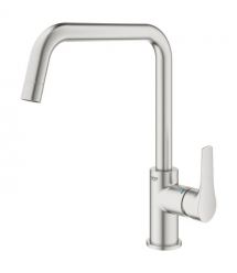 Grohe Смеситель для кухни Via, дл.излива - 228мм, поворотный, 1рычаг, супер сталь