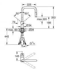 Grohe Смеситель для кухни Minta, дл.излива - 225мм, поворотный/вытяжной, 1рычаг, матовый графит