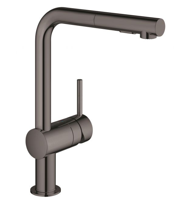 Grohe Смеситель для кухни Minta, дл.излива - 223мм, поворотный/вытяжной, 1рычаг, графит