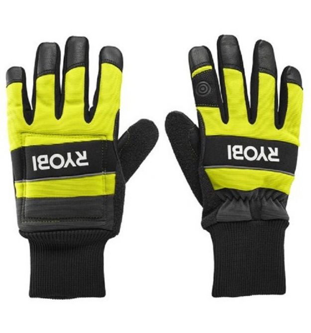 Ryobi Перчатки рабочие RAC258M, козья кожа, защита от порезов, р.M, черно-желтый