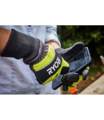 Ryobi Перчатки рабочие RAC258M, козья кожа, защита от порезов, р.M, черно-желтый