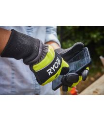 Ryobi Перчатки рабочие RAC258XL, козья кожа, защита от порезов, р.XL, черно-желтый