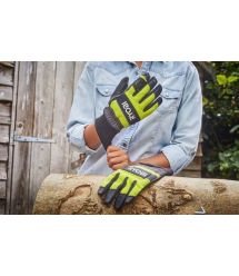 Ryobi Перчатки рабочие RAC258XL, козья кожа, защита от порезов, р.XL, черно-желтый