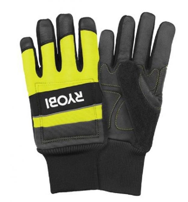 Ryobi Перчатки рабочие RAC258L, козья кожа, защита от порезов, р.L, черно-желтый
