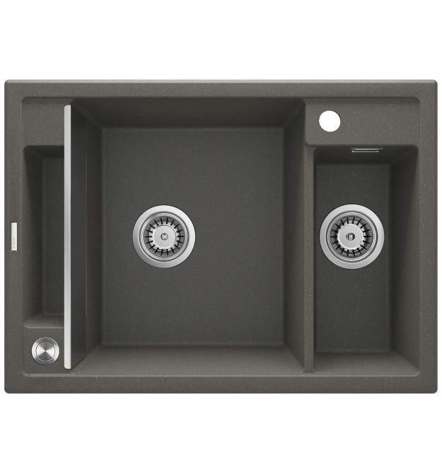 Deante Мойка кухонная Magnetic, гранит, прямоуг., с крылом, 690х500х219мм, чаша - 1.5, врезная, антрацит