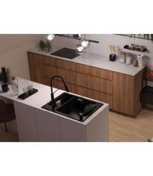 Deante Мойка кухонная Magnetic, гранит, прямоуг., с крылом, 690х500х219мм, чаша - 1.5, врезная, антрацит