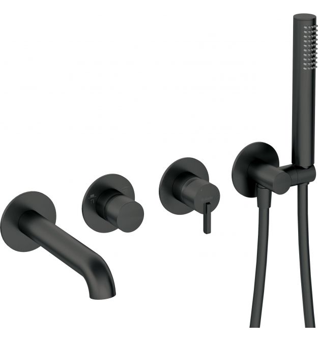 Deante Душевой набор Silia со смесителем для ванны, лейка, крепеж - скрытого монтажа, черный