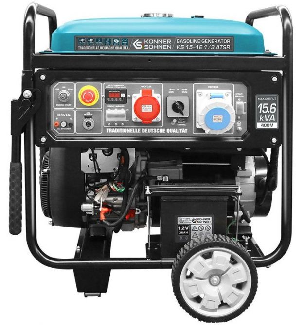 Könner & Söhnen Генератор бензиновый KS 15-1E 1/3 ATSR, 230/400В, 3 Фазы, 12.48/11.5кВт, АВР(ATS), электростартер, 155кг