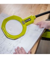 Ryobi Фонарь RML18-0 18В, 500 лм, 2 режима, гибкая штанга, увеличительная линза 86 мм (без АКБ и ЗУ)