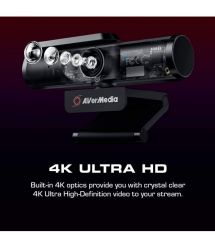 AVerMedia Вебкамера PW513 4K, 30fps, fixed focus, чёрный