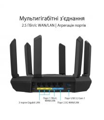 ASUS Маршрутизатор RT-AXE7800 Wi-Fi 6E 3xGE LAN 1xGE WAN 1x2.5GE LAN/WAN 1xUSB3.2 MU-MIMO OFDMA MESH gaming
