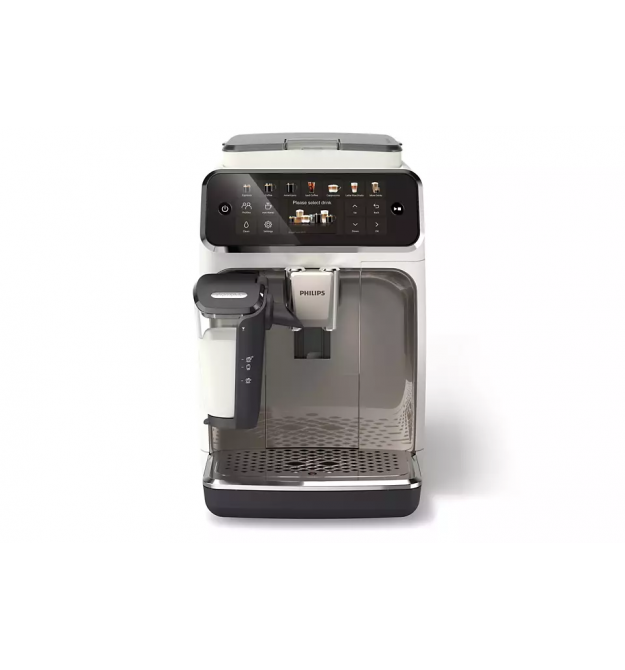 Philips Кофемашина Series 4400 LatteGo, 1.8л, зерно+мол., автомат.капуч, дисплей, авторецептов -12, бело-серебристый