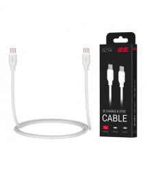 2E Кабель USB-C - USB-C Glow 60W 1m White