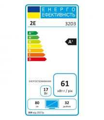 2E Телевізор 32" LED HD 50Hz Black