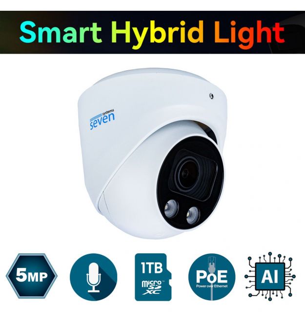 Моторизированная вариофокальная IP-видеокамера 5 Мп SEVEN IP-7235PA-DLMV 2,7-13,5 мм с умной двойной подсветкой