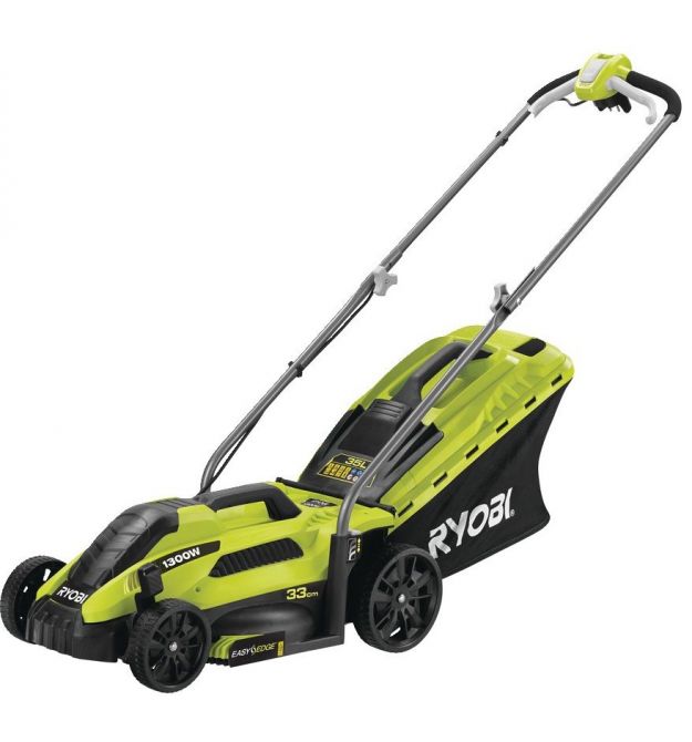 Ryobi Газонокосилка RLM13E33S, 1300Вт, 33см, 35л, 20-60мм, EasyEdge, 9кг