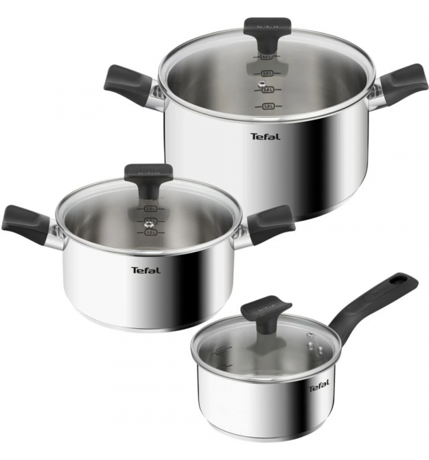 Tefal Набор посуды Delicious, 6 предметов, нержавеющая сталь, бакеліи, стекло