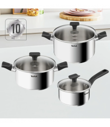 Tefal Набор посуды Delicious, 6 предметов, нержавеющая сталь, бакеліи, стекло